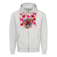 Dove Grey valentine's day  pug Zipper Hoodie - RanaPortraitStore