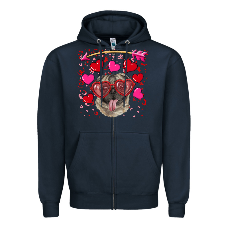 Valentine's Day  Pug Zipper Hoodie by RanaPortraitStore | Teevron