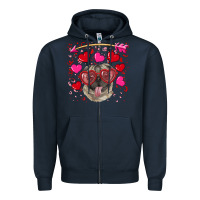Navy valentine's day  pug Zipper Hoodie - RanaPortraitStore