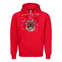 Red valentine's day  pug Zipper Hoodie - RanaPortraitStore