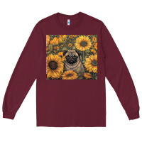 Burgundy pug Long Sleeve Tee - Unal Design