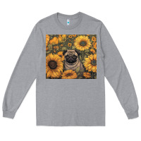 Heather Grey pug Long Sleeve Tee - Unal Design
