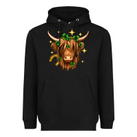 Black St. Patrick's Day Highland Cow Heavyweight Hoodie - Neo Western