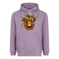 Lavender St. Patrick's Day Highland Cow Heavyweight Hoodie - Neo Western