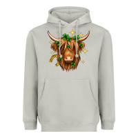 Moon Dust St. Patrick's Day Highland Cow Heavyweight Hoodie - Neo Western