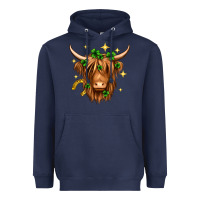 Navy St. Patrick's Day Highland Cow Heavyweight Hoodie - Neo Western