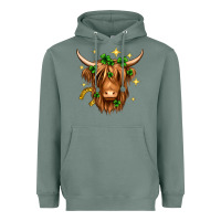 Sage St. Patrick's Day Highland Cow Heavyweight Hoodie - Neo Western
