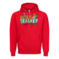 Red western teacher squad Zipper Hoodie - texasbilliewilder