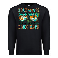Black boat waves sun rays aint nothing like lake days Premium Sweatshirt - AdoDesignShop