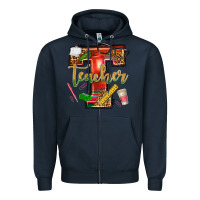 Navy western teacher Zipper Hoodie - texasbilliewilder