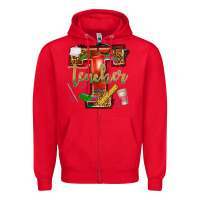 Red western teacher Zipper Hoodie - texasbilliewilder