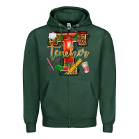 Sports Green western teacher Zipper Hoodie - texasbilliewilder