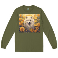 Army Green samoyed Long Sleeve Tee - Unal Design