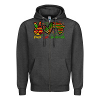 Charcoal Heather peace love juneteenth Zipper Hoodie - Zillion Design Studio