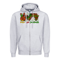 Heather Grey peace love juneteenth Zipper Hoodie - Zillion Design Studio