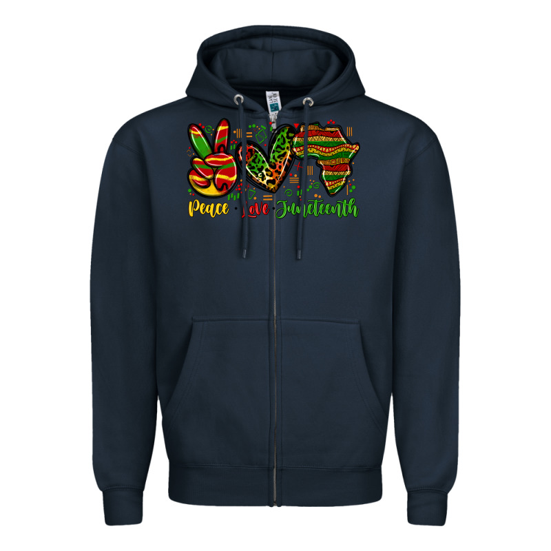 Peace Love Juneteenth Zipper Hoodie by Zillion Design Studio | Teevron