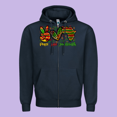 Peace Love Juneteenth Zipper Hoodie Designed By Zillion Design Studio