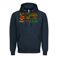Navy peace love juneteenth Zipper Hoodie - Zillion Design Studio