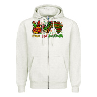 Oatmeal Heather peace love juneteenth Zipper Hoodie - Zillion Design Studio