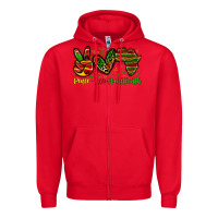 Red peace love juneteenth Zipper Hoodie - Zillion Design Studio