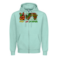 Seafoam peace love juneteenth Zipper Hoodie - Zillion Design Studio