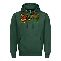 Sports Green peace love juneteenth Zipper Hoodie - Zillion Design Studio