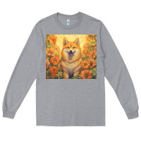 Heather Grey shiba inu Long Sleeve Tee - Unal Design