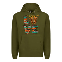 Army Green love highland cow Premium Hoodie - Jasminsmagicworld