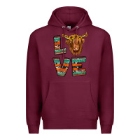 Burgundy love highland cow Premium Hoodie - Jasminsmagicworld
