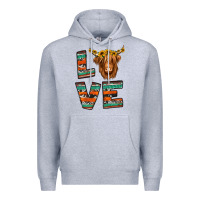 Heather Grey love highland cow Premium Hoodie - Jasminsmagicworld