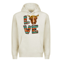 Oatmeal Heather love highland cow Premium Hoodie - Jasminsmagicworld