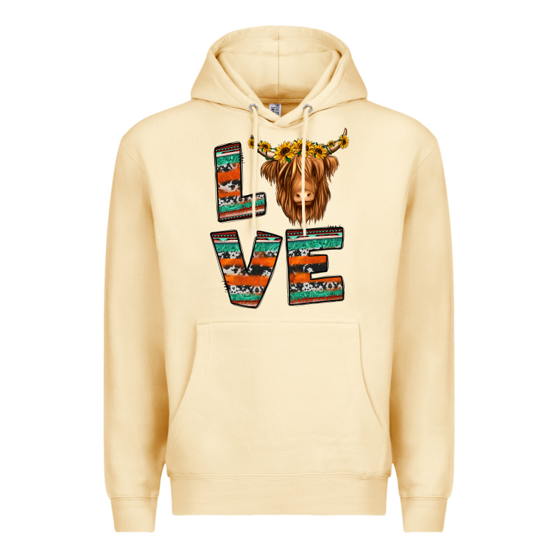 Love Highland Cow Premium Hoodie by Jasminsmagicworld | Teevron