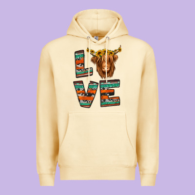 Love Highland Cow Premium Hoodie Designed By Jasminsmagicworld