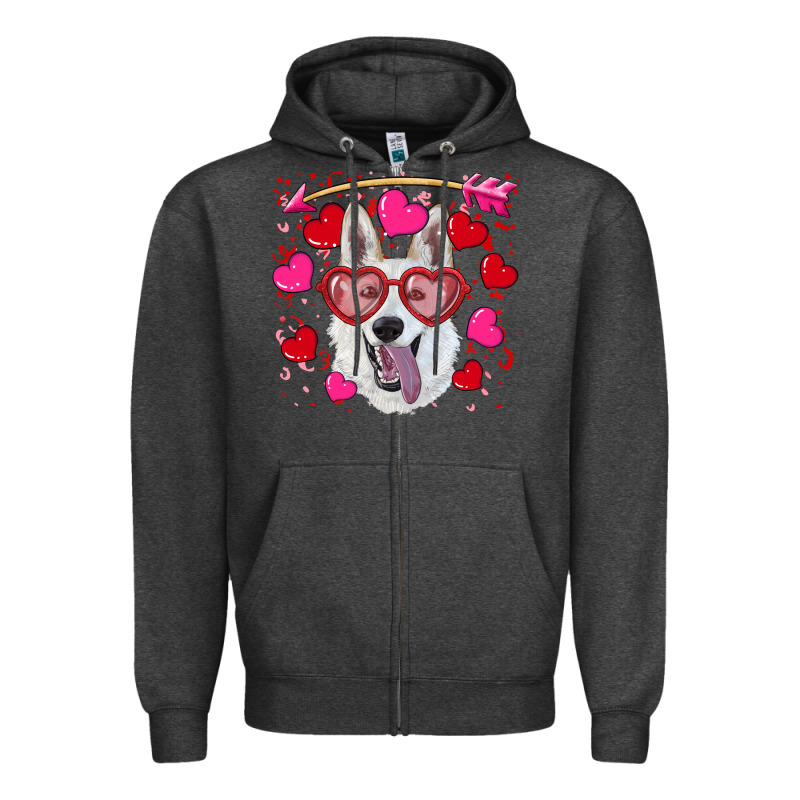 Valentine's Day  White Shepherd Zipper Hoodie by RanaPortraitStore | Teevron