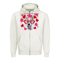 Oatmeal Heather valentine's day  white shepherd Zipper Hoodie - RanaPortraitStore