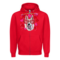 Red valentine's day  white shepherd Zipper Hoodie - RanaPortraitStore