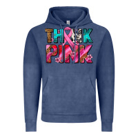 Vintage Denim think pink cancer ribbon Vintage Hoodie - AdoDesignShop