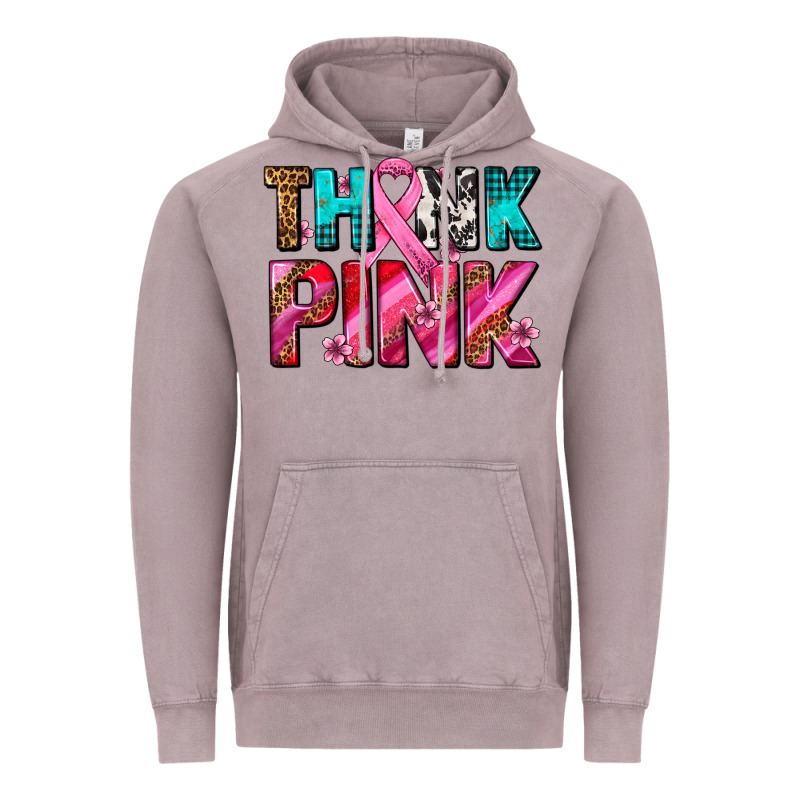 Think Pink Cancer Ribbon Vintage Hoodie by AdoDesignShop | Teevron