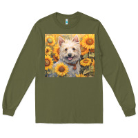 Army Green westie Long Sleeve Tee - Unal Design
