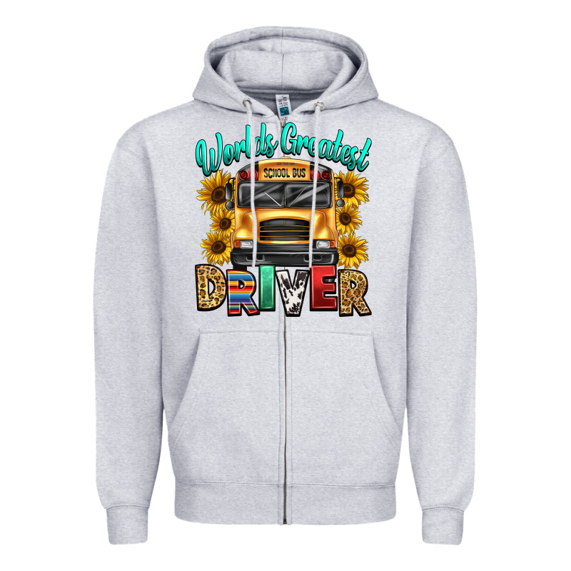 Worlds Greatest School Bus Driver Zipper Hoodie by texasbilliewilder | Teevron