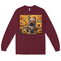 Burgundy yorkshire terrier Long Sleeve Tee - Unal Design