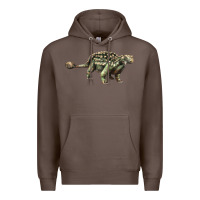 Coffee Ankylosaurus T-Rex Premium Hoodie - LillyAllenDesigns