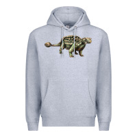 Heather Grey Ankylosaurus T-Rex Premium Hoodie - LillyAllenDesigns