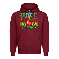 Burgundy wife mom teacher Zipper Hoodie - texasbilliewilder