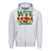 Heather Grey wife mom teacher Zipper Hoodie - texasbilliewilder