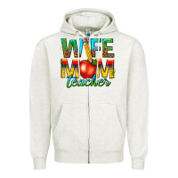 Oatmeal Heather wife mom teacher Zipper Hoodie - texasbilliewilder