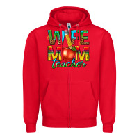 Red wife mom teacher Zipper Hoodie - texasbilliewilder
