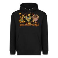 Black Peace Love Thankful Heavyweight Hoodie - CowhideDigitalArt