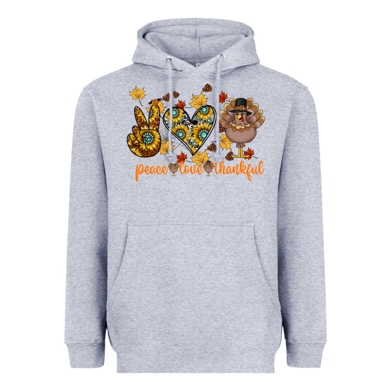 Peace Love Thankful Heavyweight Hoodie by CowhideDigitalArt | Teevron