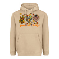 Mushroom Peace Love Thankful Heavyweight Hoodie - CowhideDigitalArt